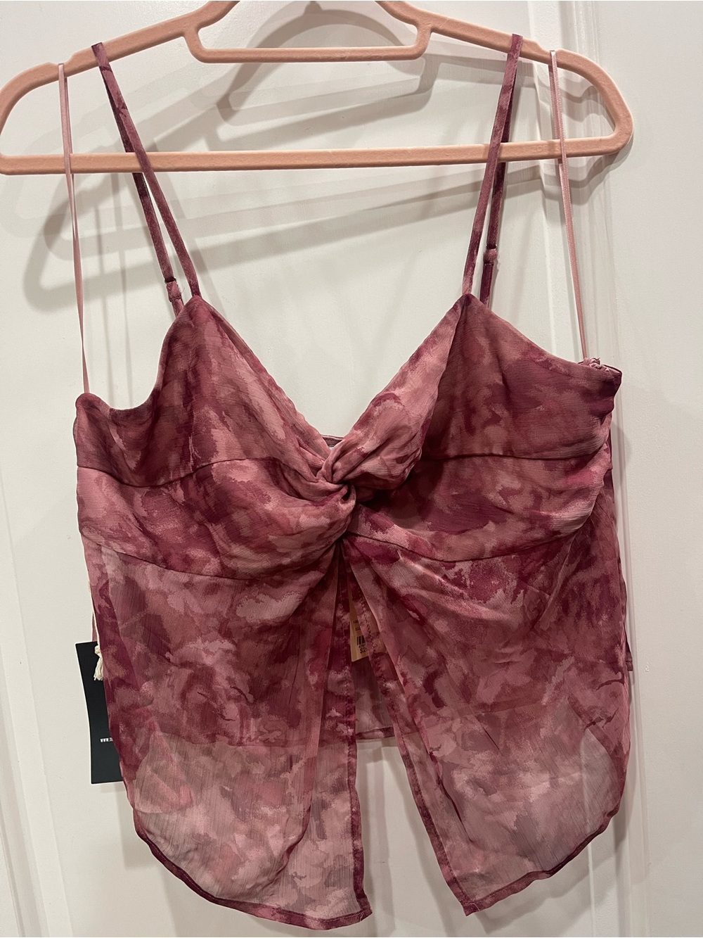 Tilly's Mauve Pink Tie-Front Sheer Cami